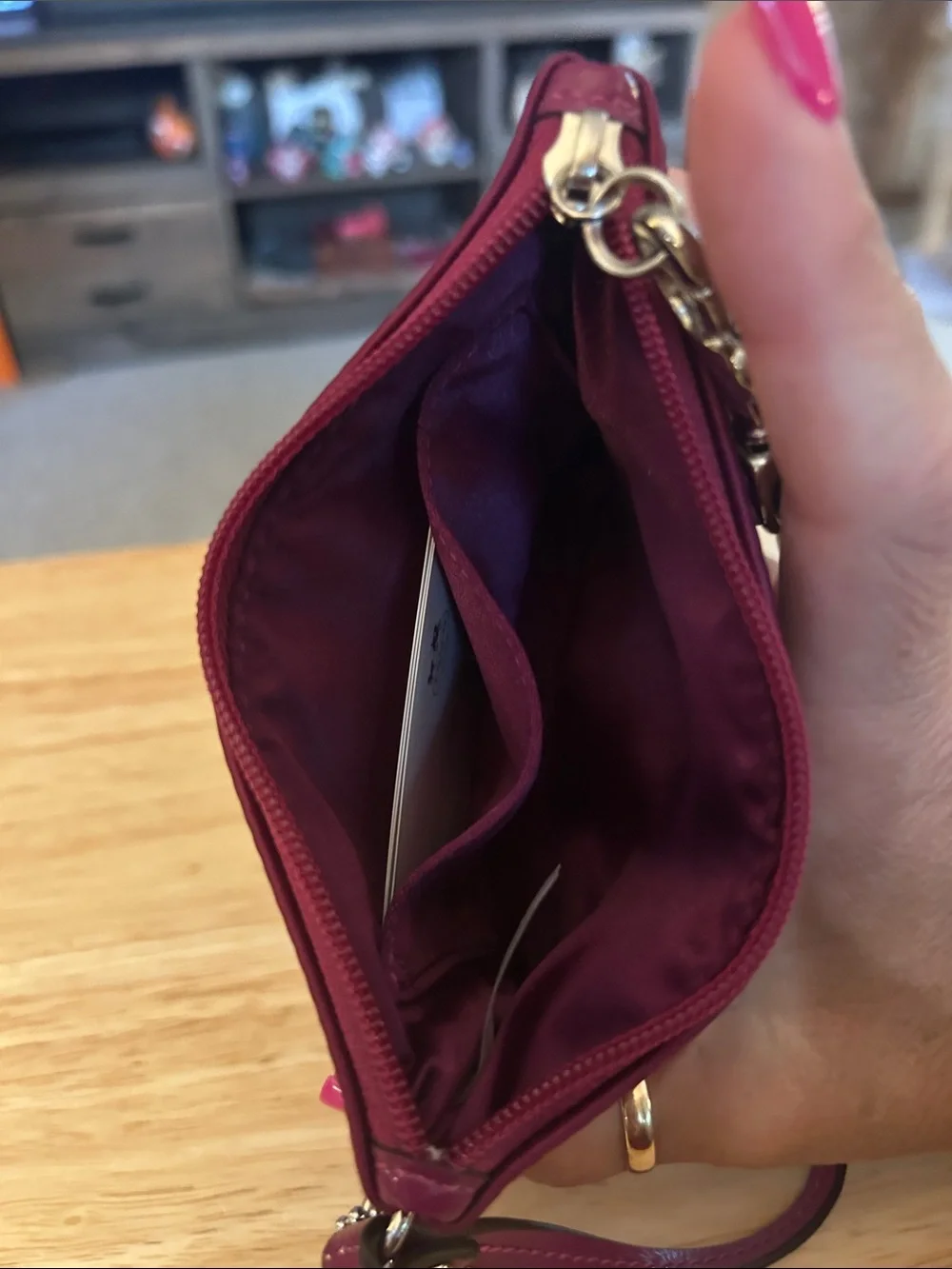 Coach Pink Sequin Circle Wristlet